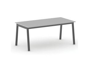 Jednací kancelářský stůl PRIMO BASIC, 180x90 cm, černá podnož, šedá