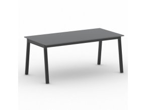 Jednací kancelářský stůl PRIMO BASIC, 180x90 cm, černá podnož, grafit