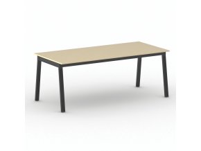 Jednací kancelářský stůl PRIMO BASIC, 200x90 cm, černá podnož, bříza