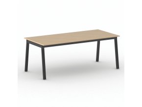 Jednací kancelářský stůl PRIMO BASIC, 200x90 cm, černá podnož, buk