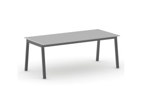 Jednací kancelářský stůl PRIMO BASIC, 200x90 cm, černá podnož, šedá
