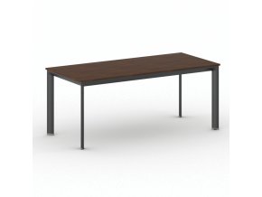 Jednací kancelářský stůl PRIMO INVITATION, 180x80 cm, černá podnož, ořech