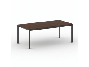 Jednací kancelářský stůl PRIMO INVITATION, 200x100 cm, černá podnož, ořech