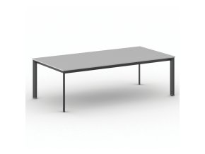 Jednací kancelářský stůl PRIMO INVITATION, 240x120 cm, černá podnož, šedá