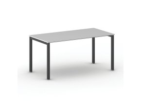 Jednací kancelářský stůl PRIMO SQUARE, 160x80 cm, černá podnož, šedá