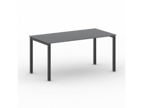 Jednací kancelářský stůl PRIMO SQUARE, 160x80 cm, černá podnož, grafit