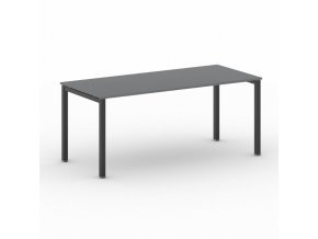 Jednací kancelářský stůl PRIMO SQUARE, 180x80 cm, černá podnož, grafit