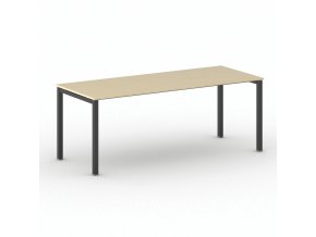 Jednací kancelářský stůl PRIMO SQUARE, 200x80 cm, černá podnož, bříza
