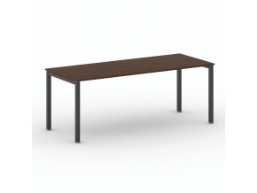 Jednací kancelářský stůl PRIMO SQUARE, 200x80 cm, černá podnož, ořech