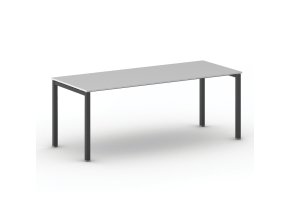 Jednací kancelářský stůl PRIMO SQUARE, 200x80 cm, černá podnož, šedá