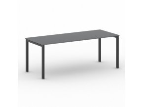 Jednací kancelářský stůl PRIMO SQUARE, 200x80 cm, černá podnož, grafit