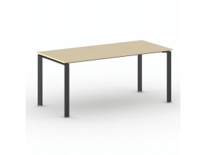 Jednací kancelářský stůl PRIMO INFINITY, 180x90 cm, černá podnož, bříza