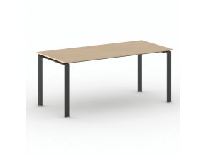 Jednací kancelářský stůl PRIMO INFINITY, 180x90 cm, černá podnož, buk