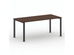 Jednací kancelářský stůl PRIMO INFINITY, 180x90 cm, černá podnož, ořech