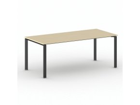 Jednací kancelářský stůl PRIMO INFINITY, 200x90 cm, černá podnož, bříza