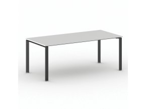 Jednací kancelářský stůl PRIMO INFINITY, 200x90 cm, černá podnož, bílá