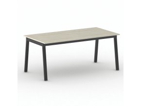 Jednací kancelářský stůl PRIMO BASIC, 180x90 cm, černá podnož, dub přírodní