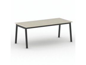 Jednací kancelářský stůl PRIMO BASIC, 200x90 cm, černá podnož, dub přírodní