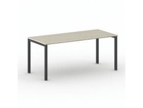 Jednací kancelářský stůl PRIMO SQUARE, 180x80 cm, černá podnož, dub přírodní