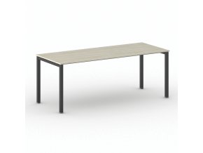 Jednací kancelářský stůl PRIMO SQUARE, 200x80 cm, černá podnož, dub přírodní