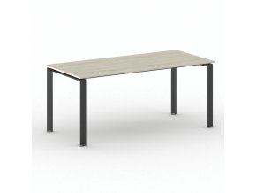 Jednací kancelářský stůl PRIMO INFINITY, 180x90 cm, černá podnož, dub přírodní