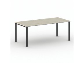 Jednací kancelářský stůl PRIMO INFINITY, 200x90 cm, černá podnož, dub přírodní