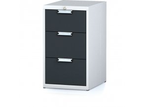 Dílenský zásuvkový box na nářadí MECHANIC, 3 zásuvky, 480 x 600 x 840 mm, antracitové dveře