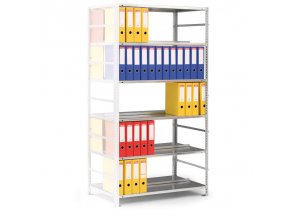 Regál na šanony COMPACT, 2500 x 1000 x 600 mm, šedý, přídavný