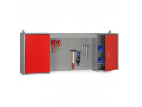 Kombinovaná závěsná skříňka na zeď HOBBY I, 600 x 1600 x 200 mm, 2 dveře + perforovaný panel