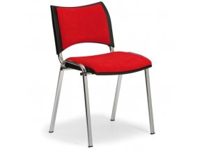 Konferenční židle SMART, chromované nohy, bez područek, červená