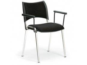 konferencni zidle smart chromovane nohy s podruckami cerna 919