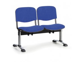 Čalouněná lavice do čekáren VIVA, 2-sedák, modrá, chromované nohy