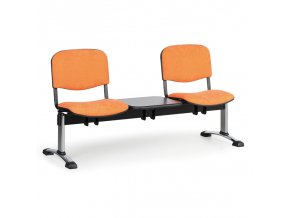 Čalouněná lavice do čekáren VIVA, 2-sedák, se stolkem, oranžová, chromované nohy