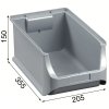 Plastové boxy PLUS 4, 205 x 355 x 150 mm, šedé, 12 ks