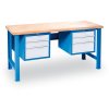 dilensky pracovni stul gd se 2 zavesnymi boxy na naradi bukova sparovka 6 zasuvek 2000 x 800 x 850 mm modra 112436