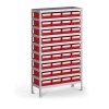 Regál s plastovými boxy ShelfBox, 1600 x 800 x 400 mm, 36x box E