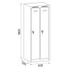 kovova satni skrinka 2 oddily 1800 x 600 x 500 mm cylindricky zamek tmave sede dvouplastove dvere 125624