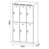 kovova satni skrinka s uloznymi boxy 6 boxu 1800 x 900 x 500 mm cylindricky zamek tmave sede dvere 125471