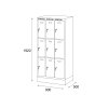 satni skrinka s uloznymi boxy na soklu 9 boxu 1920 x 900 x 500 mm cylindricky zamek tmave sede dvere 125756