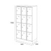 satni skrinka s uloznymi boxy na soklu 12 boxu 1920 x 900 x 500 mm cylindricky zamek cervene dvere 125004