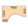 Výškově nastavitelný stůl, elektrický, 625-1275 mm, ergonomický levý, deska 1600x1200 mm, bílá, bílá podnož