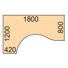 Výškově nastavitelný stůl, elektrický, 625-1275 mm, ergonomický levý, 1800x1200 mm, bílá, bílá podnož