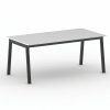Jednací kancelářský stůl PRIMO BASIC, 180x90 cm, černá podnož, bílá