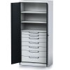 policova dilenska skrin 2 dverova mechanic 3 police 7 zasuvek 920 x 500 x 1950 mm antracitove dvere 17159
