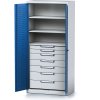 policova dilenska skrin 2 dverova mechanic 3 police 7 zasuvek 920 x 500 x 1950 mm modre dvere 17158