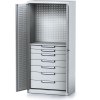 policova dilenska skrin 2 dverova mechanic 1 police 7 zasuvek 920 x 500 x 1950 mm sede dvere 17156