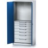 policova dilenska skrin 2 dverova mechanic 1 police 7 zasuvek 920 x 500 x 1950 mm modre dvere 17155