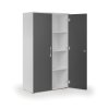 Kancelářská skříň s dveřmi PRIMO KOMBI, 3 police, 1497 x 800 x 400 mm, bílá / grafitová