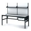 antistaticky dilensky esd stul s perfopanelem a policemi 1 zasuvkovy box na naradi 1800x800x745 985 mm 35230