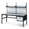 antistaticky dilensky esd stul s perfopanelem a policemi 2 zasuvkovy box na naradi 1800x800x745 985 mm 35234
